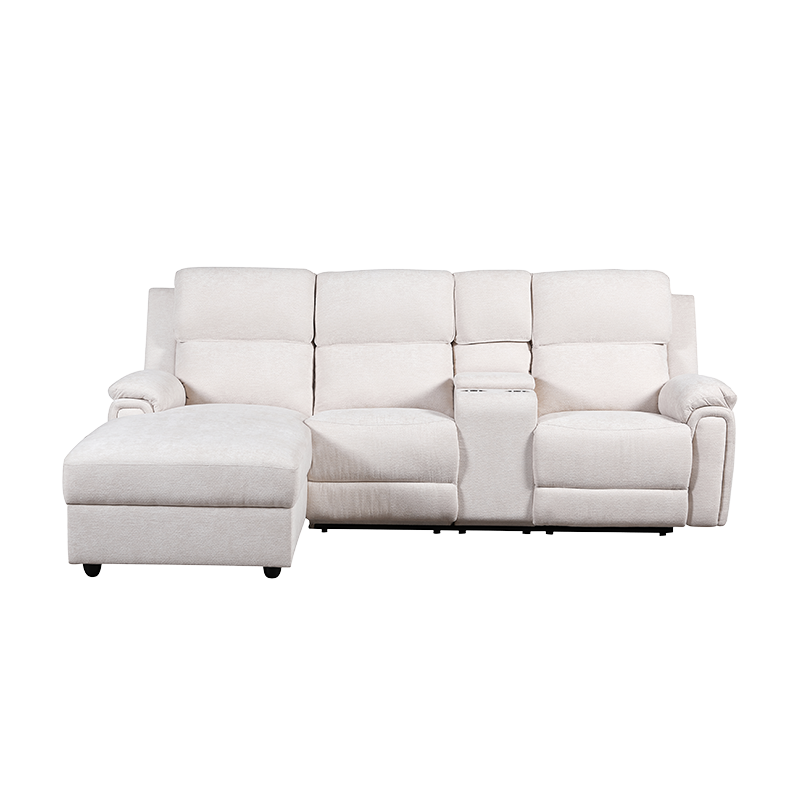 Chenille chaise sectional sofa with ottoman