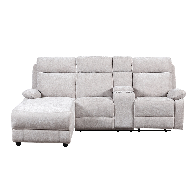 Chenille chaise sectional sofa with ottoman