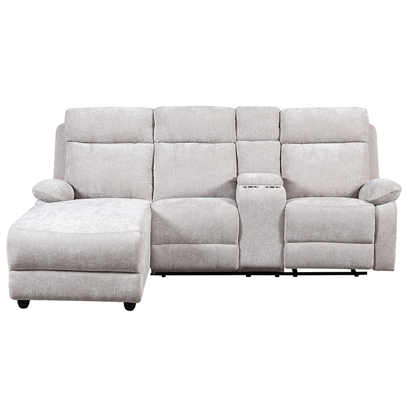 Chenille chaise sectional sofa with ottoman
