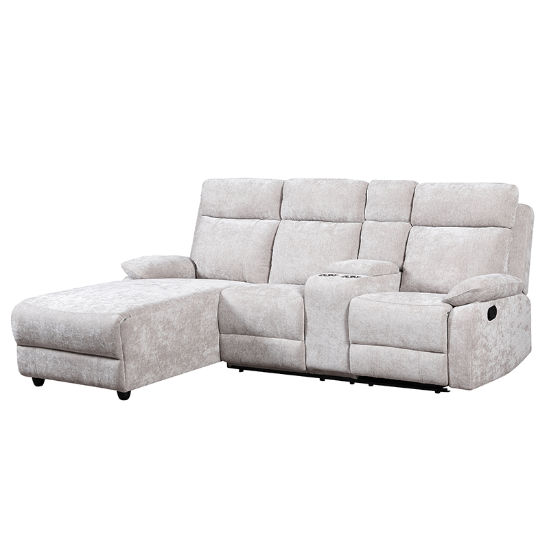 Chenille chaise sectional sofa with ottoman