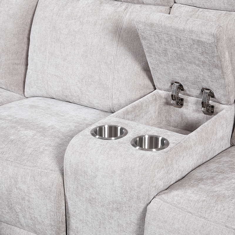 Chenille chaise sectional sofa with ottoman