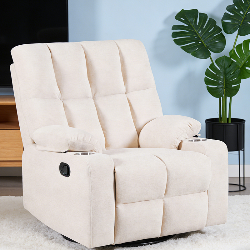 Velvet Manual Reclining Chair with Swivel and Rocker