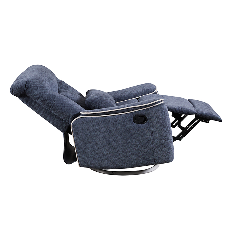 Large Wide Seat Manual Chenille Recliner with Swivel and Rocker 