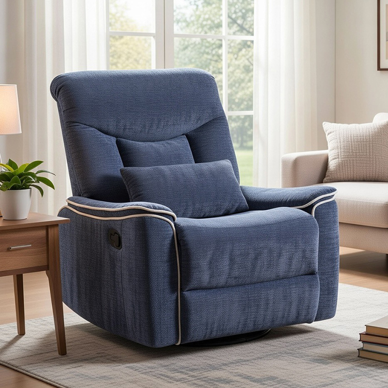 Large Wide Seat Manual Chenille Recliner with Swivel and Rocker 