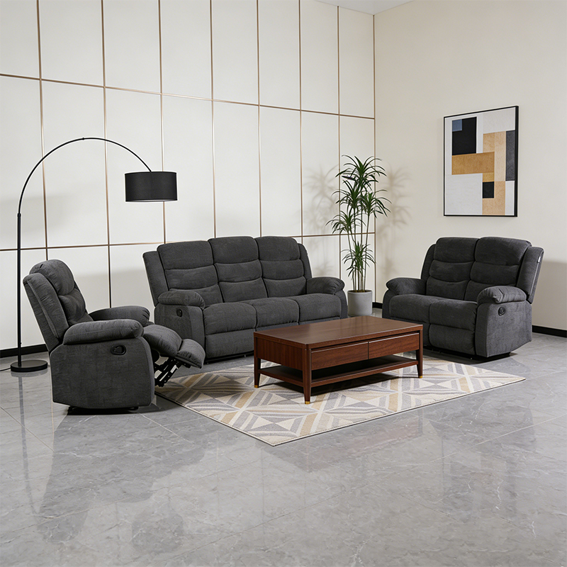 3 Piece Fabric Reclining Living Room Set, Sofa, Loveseat and Recliner Chair