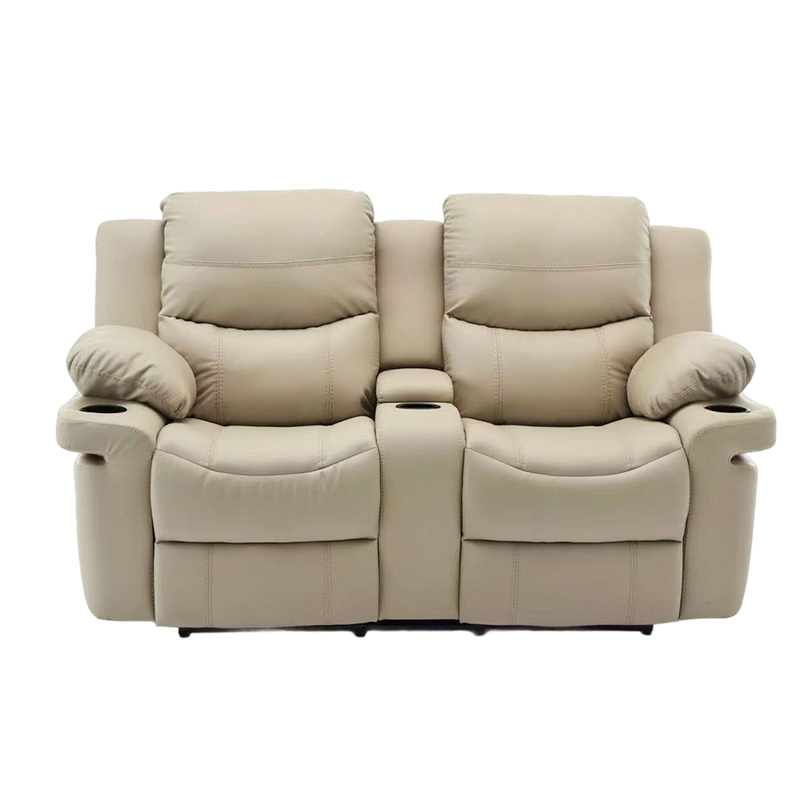 Leather Upholstered Manual Motion Loveseat Recliner Chair