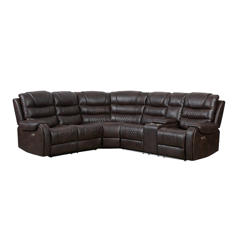 6-Pcs Faux Leather Power Reclining Sectional Couches for Living Room