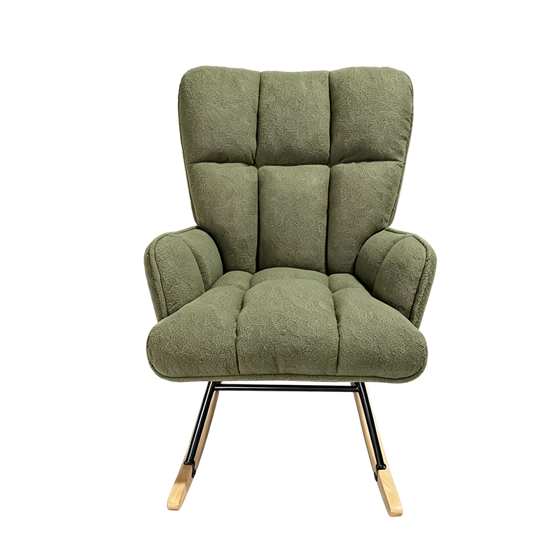 Modern Tufted Rocking Chair With Black Metal Frame
