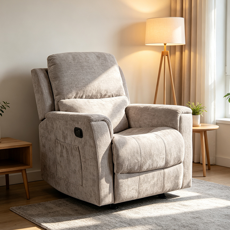 Classic and Traditional Manual Recliner Chair with Overstuffed Arms and Back