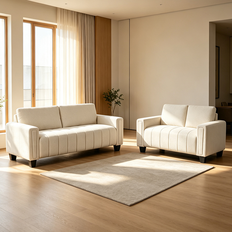 2PC Chenille Upholstered Sofa Set w/ Pillows Living Room Couch Loveseat